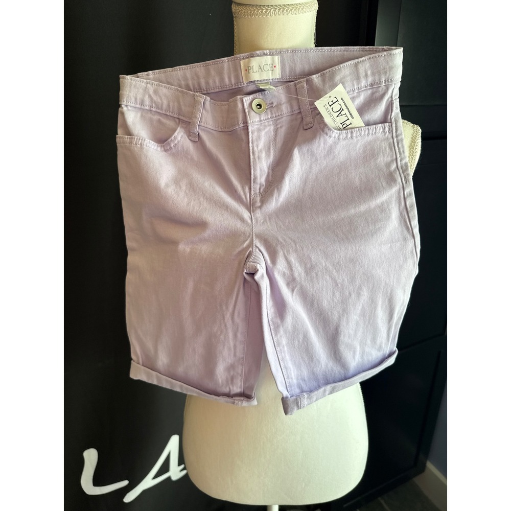 The Childrens Place Girls Purple Chino Shorts Size 10 Lavender Cuffed NWT